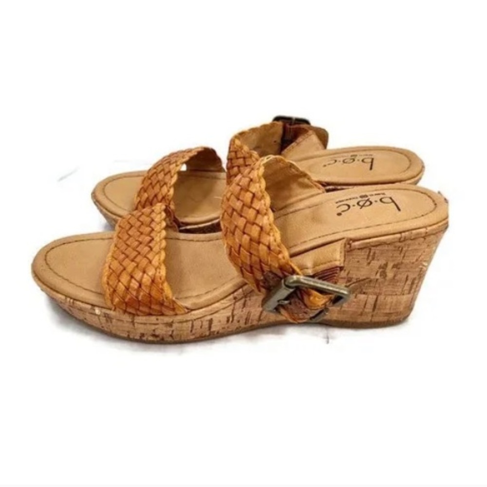 B.O.C | Women's tan woven slip on wedge sandals